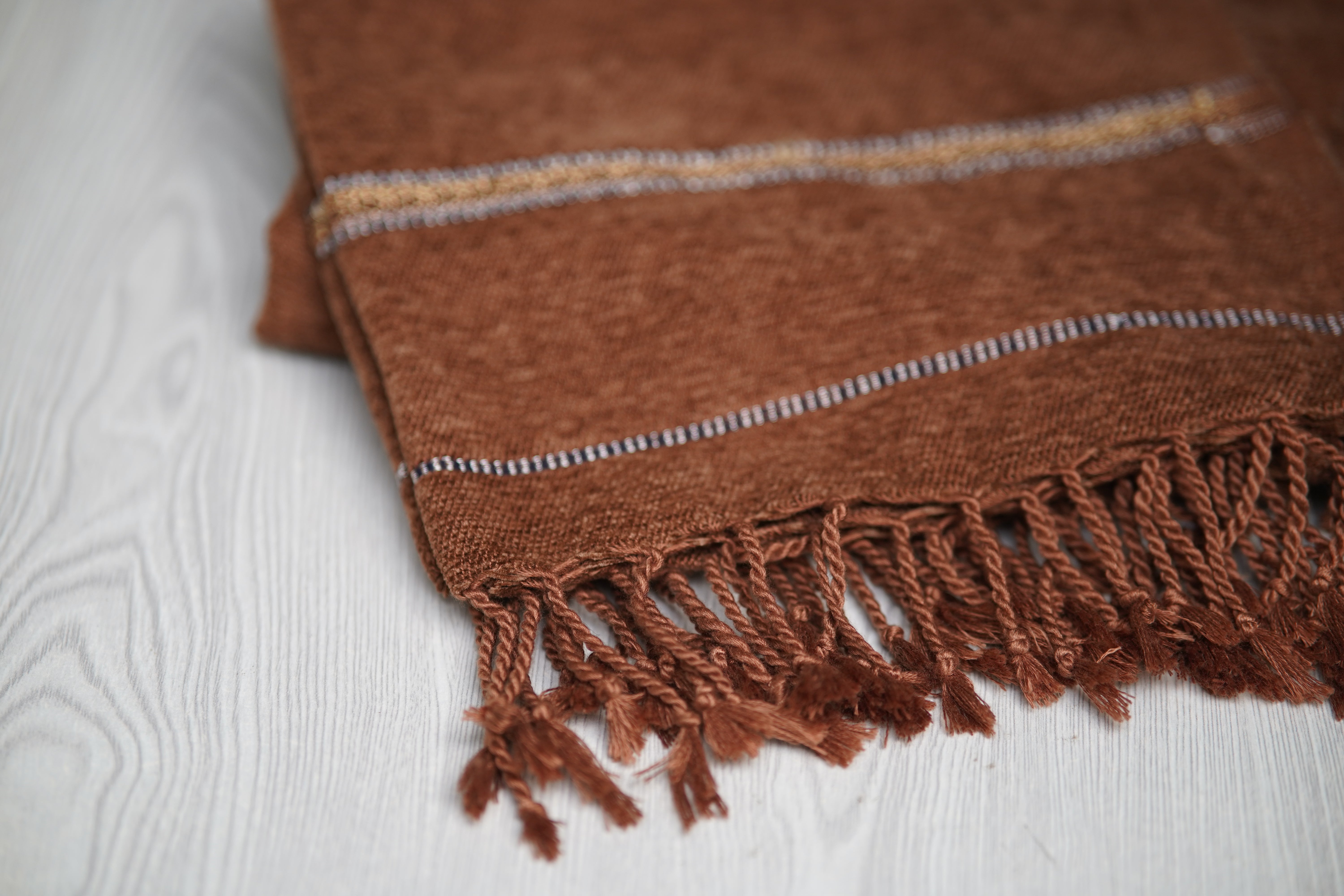 PREMIUM QUALITY JACQUARD WARM BROWN VELVET SHWAL