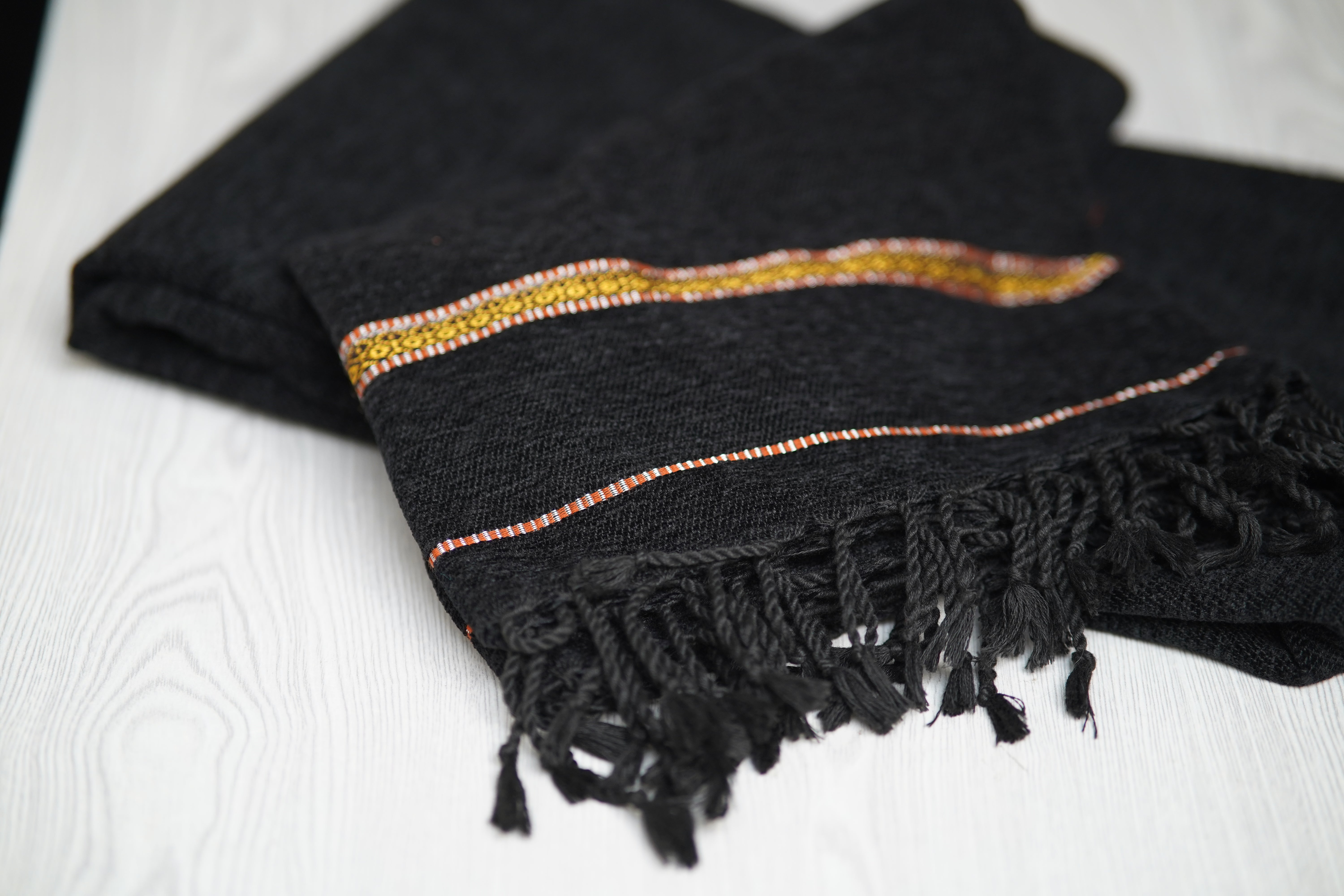 PREMIUM QUALITY JACQUARD WARM BLACK VELVET SHWAL